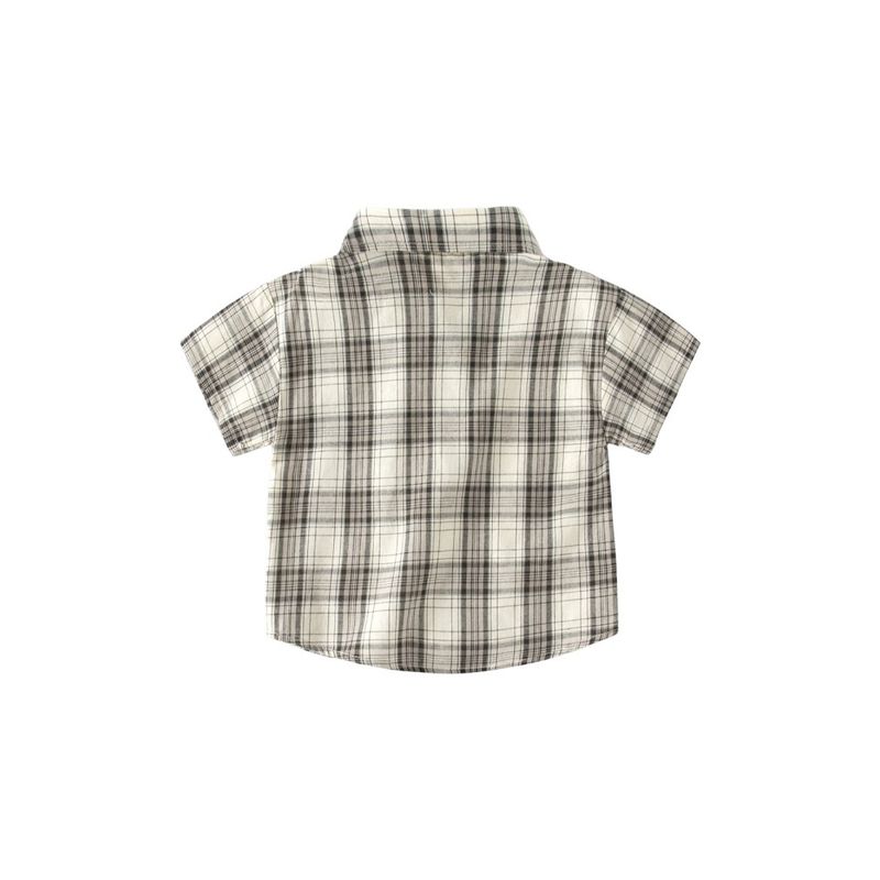 Summer Boys' Short-Sleeved Plaid Shirt, Baby Boy Polo Shirt, Half-Sleeved Collared Top, Pure Cotton Kidsren's Shirt, Kidsren's Clothing