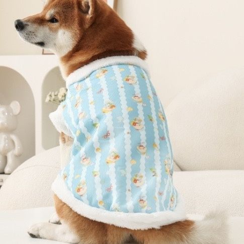 

Pet dog cat ribbed large cotton-padded jacket large flower jacket festive Chinese New Year warm winter anti-hair loss small 1-1.5 kg