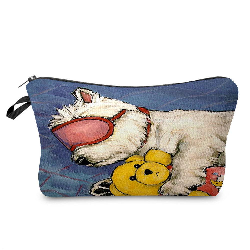 Women Dog Print Cosmetic Bag Toiletries Organize Travel Storage Case 6774