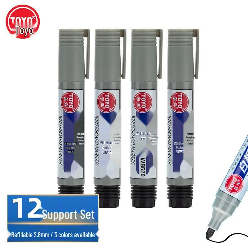 Dongyang WB520 Refillable Erasable Whiteboard Markers, 12-Pack
