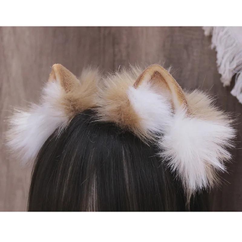 Hand Made Pomeranian Dog Ears Hairhoop Headwear Light Brown Headband Lolita Cosplay Prop
