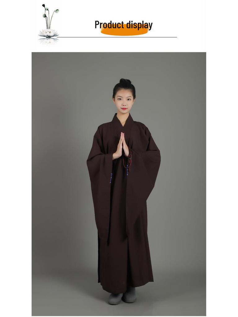 Haiqing Zen Monk Robe - Unisex, Linen, Coffee Color, All-Seasons Meditation Coat
