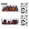 Easy Apply Halloween Decorations 2 Sheets/Set Window Stickers, Retro Haunted Castle Sticker, Static Cling Glass Bat Spider Web Decals, Removable
