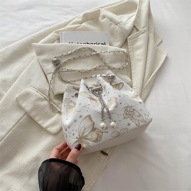 Fashionable Street Style Bucket Bag Simple Pu Shoulder Bag With Phone Pocket