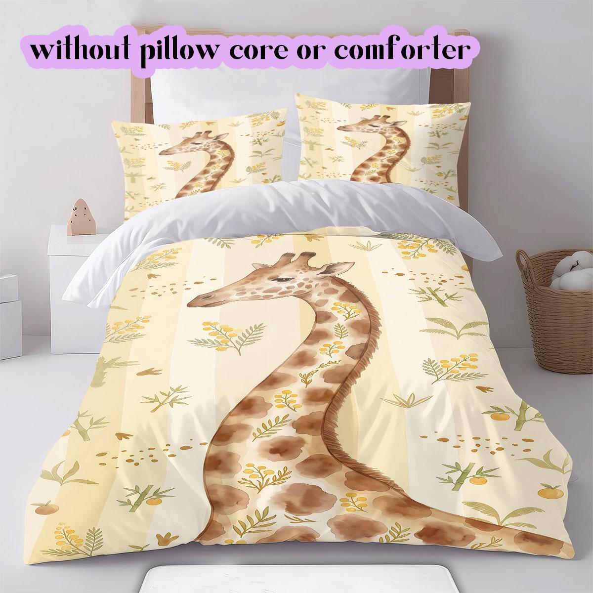 

Cute animal watercolor stripes Pattern Bedding,Quilt Set Quilt Cover Pillowcase Home Birthday Gift (1*duvet cover+2*pillowcase,without core) 135x200cm