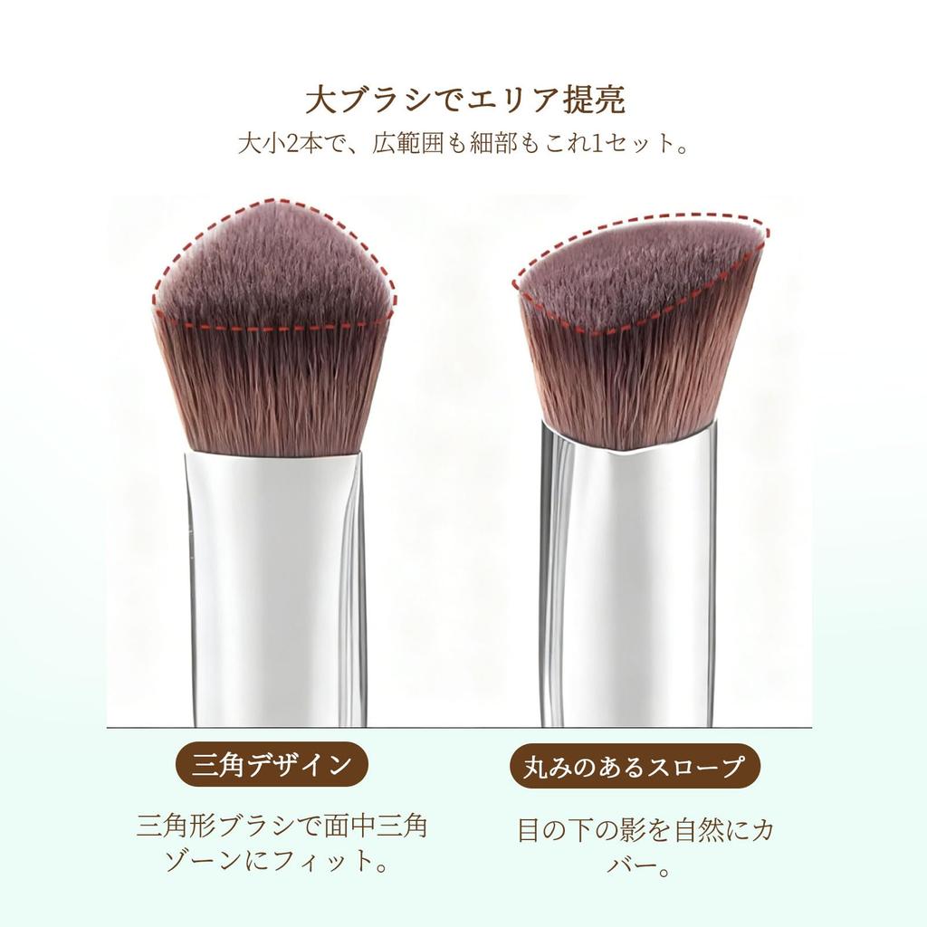 LASHIDOL Triangular Makeup Brush Set Highlighter Brush Concealer Fits the Face and Base of the Nose Creates a Radiant Finish for Both Areas and Makeup