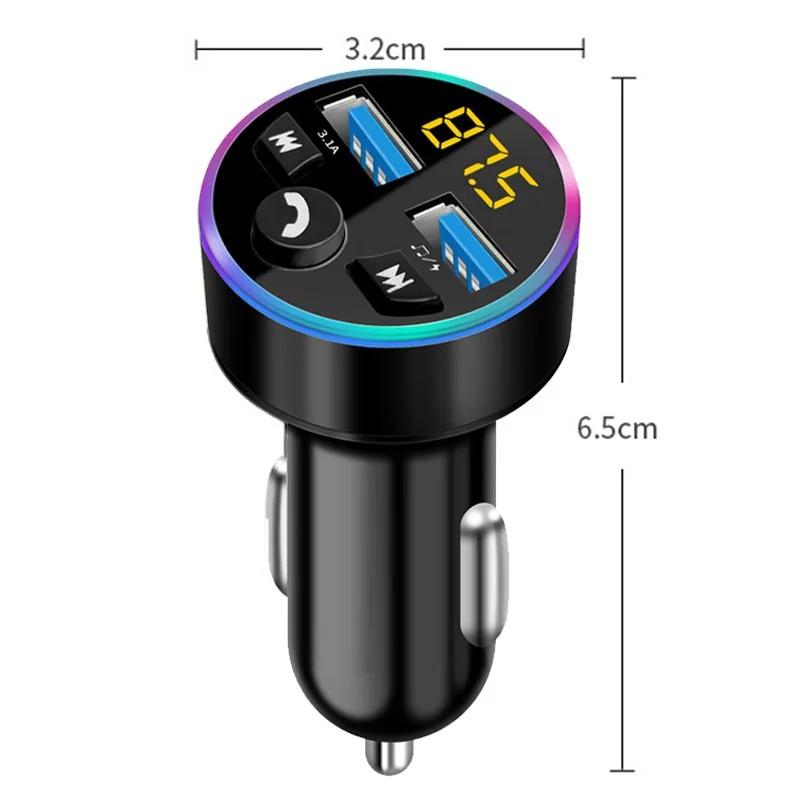 Transmisor FM Bluetooth 5.0 para Coche Pantalla Digital Doble USB Cargador Rápido Multifuncional Reproductor MP3 Llamada Manos Libres Inalámbrica Accesorios para Coche