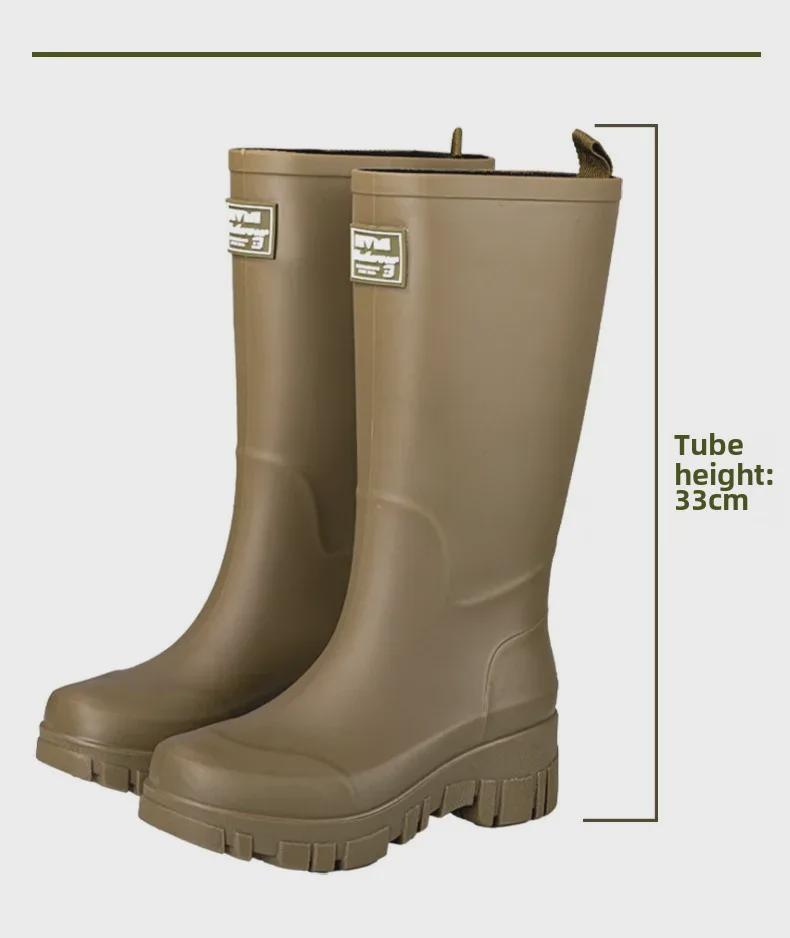 Dámské nepromokavé holínky na středním podpatku s tlustou podrážkou - Protiskluzové, odolné proti opotřebení, korejský styl pro kempování a mytí auta.
