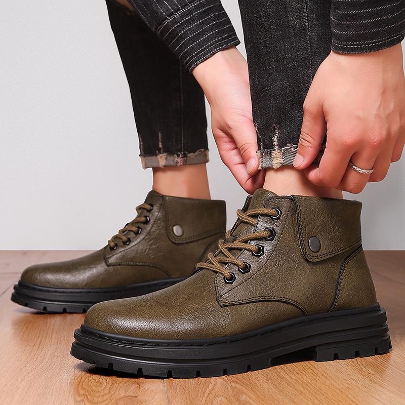 Martin boots men's high-top British wind large-size tooling boots 50 velvet warm snow boots 48 foreign trade cotton boots men