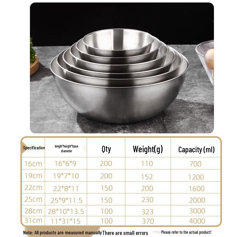 ZISIZ Graduated Stainless Steel Mixing Bowl