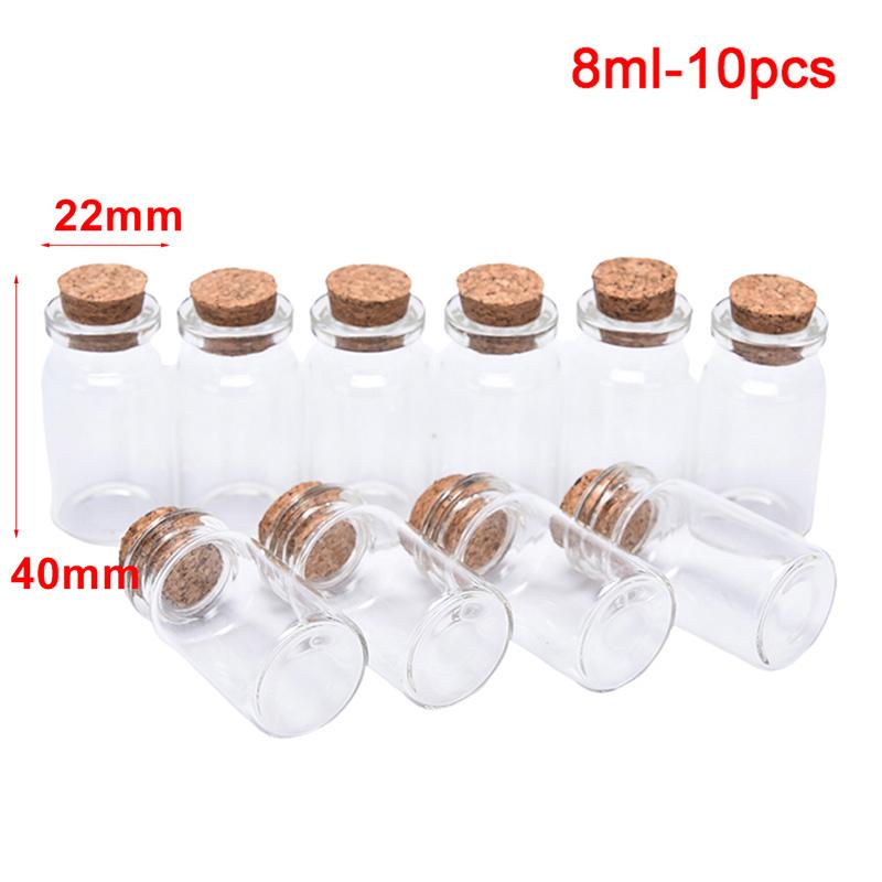10 Stück Mini Klare Glasflaschen mit Kork Gewürz Nachrichtenfläschchen Leere Wunschflasche DIY Treibende Leere Winzige Gläser Party Dekorationen