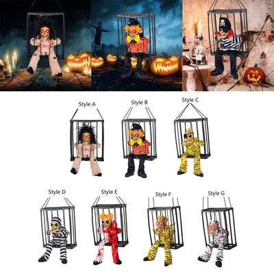 Scary Talking Prisoner Prop with Glowing Eyes Doll Statue Spooky Skeleton Toy