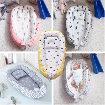 Babynestbett mit Kissen, tragbares Kinderbett, Reisebett, Kleinkind-Baumwollwiege für Neugeborene