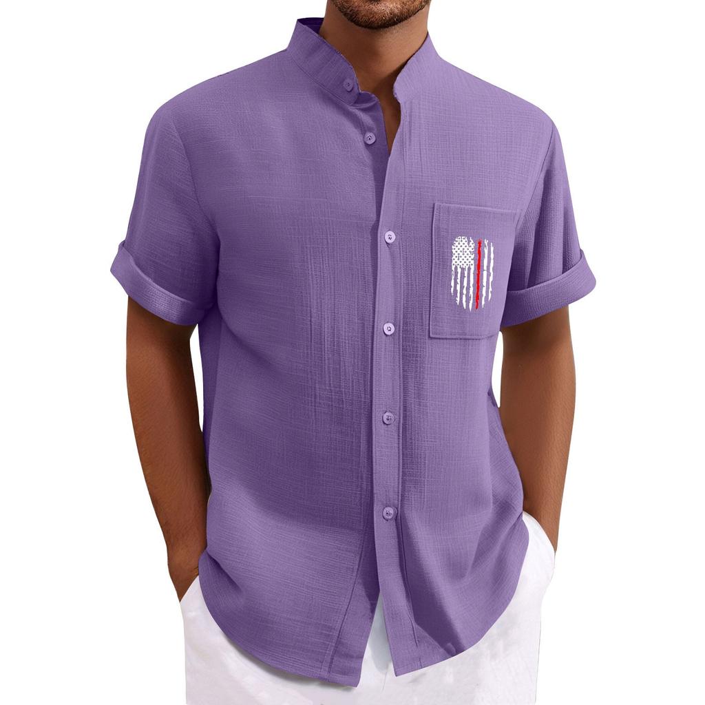 Men'S Casual Loose Short Sleeved Printed Shirt With Fashionable Top