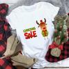 Santa Claus 90s Christmas New Year Holiday Graphic T Shirt Print Tshirt Top Women Fashion Clothing Female Short Sleeve Tees