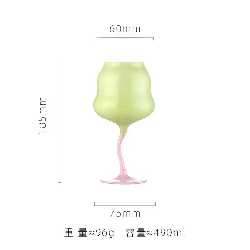 Hand Blown Creative Macaron Colored Twisted Cup Glassware Goblet Wine Glasses Goblet Red Wine Glass Cups for Home Party Use