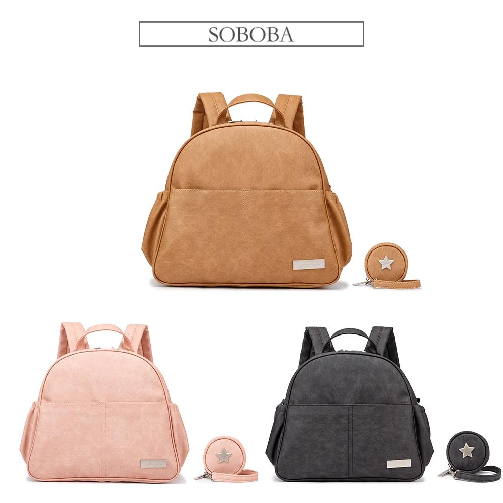Soboba Diaper Backpack With Pacifier Case Waterproof Large Capacity Diaper Bag For Mom Multi-Function Nappy Bags For Travelling