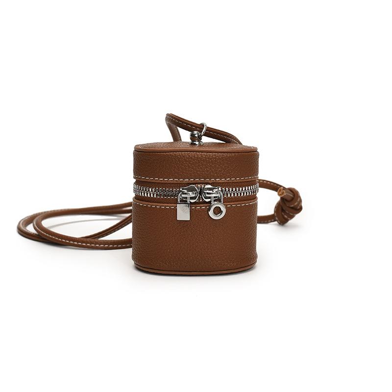 

Portable Fashion Bucket Kids Shoulder Bag With Stitching Casual Activities коричневый