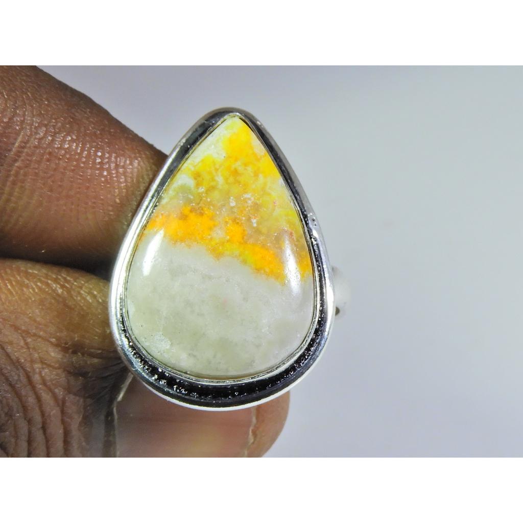 Natural BumbleBee Jasper Gemstone 925 Solid Sterling Silver Ring Size US-8.5 PG-145