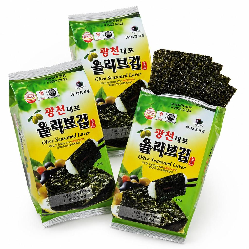 TAEKYUNG Alga Condita all'Olio d'Oliva 3 confezioni per sacchetto
