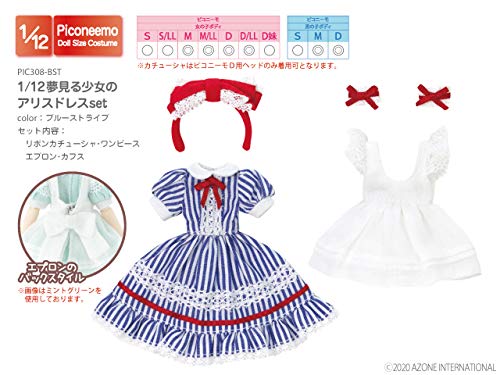 Picco Neemo 1/12 Dreaming Girl Alice Dress Set Blue Stripe (for Dolls)