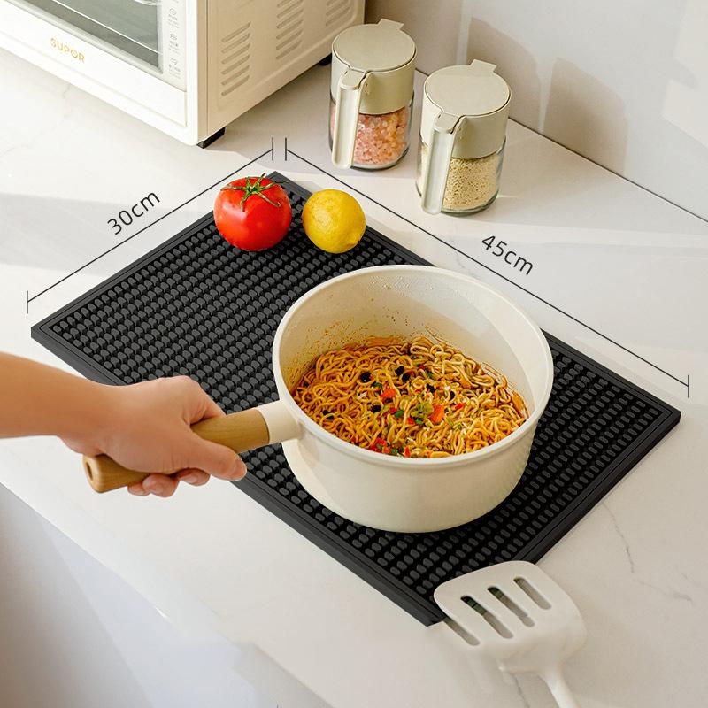 3 Pcs Silicone Quick-drying Non-slip Easy-to-clean Heat-resistant Dish Mat Set