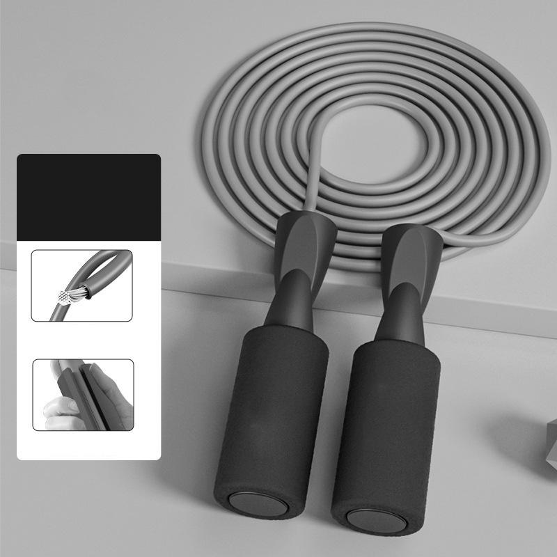 Cordless Jump Rope Double Bearing Weighted Skipping Rope Fitness Exam Jump Rope for Adult Student Children Black