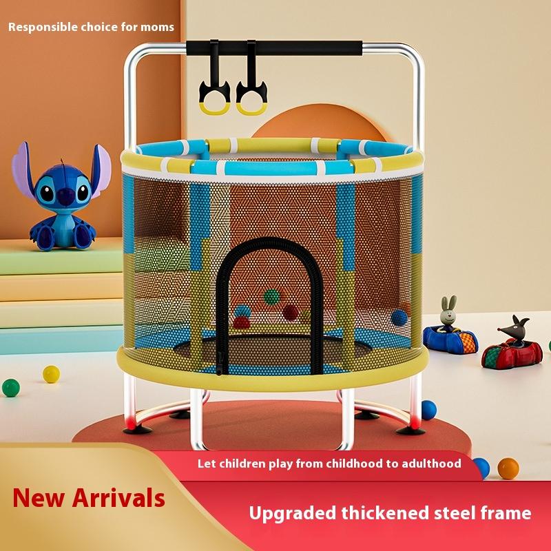 Home children's indoor baby bouncy bed with children's toys, fitness equipment with protective nets, thick steel pipe trampoline