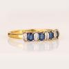 Anello Zaffiro Blu e Topazio Bianco Argento Sterling 925 Placcato Oro Gioiello Raffinato Regalo per Lei