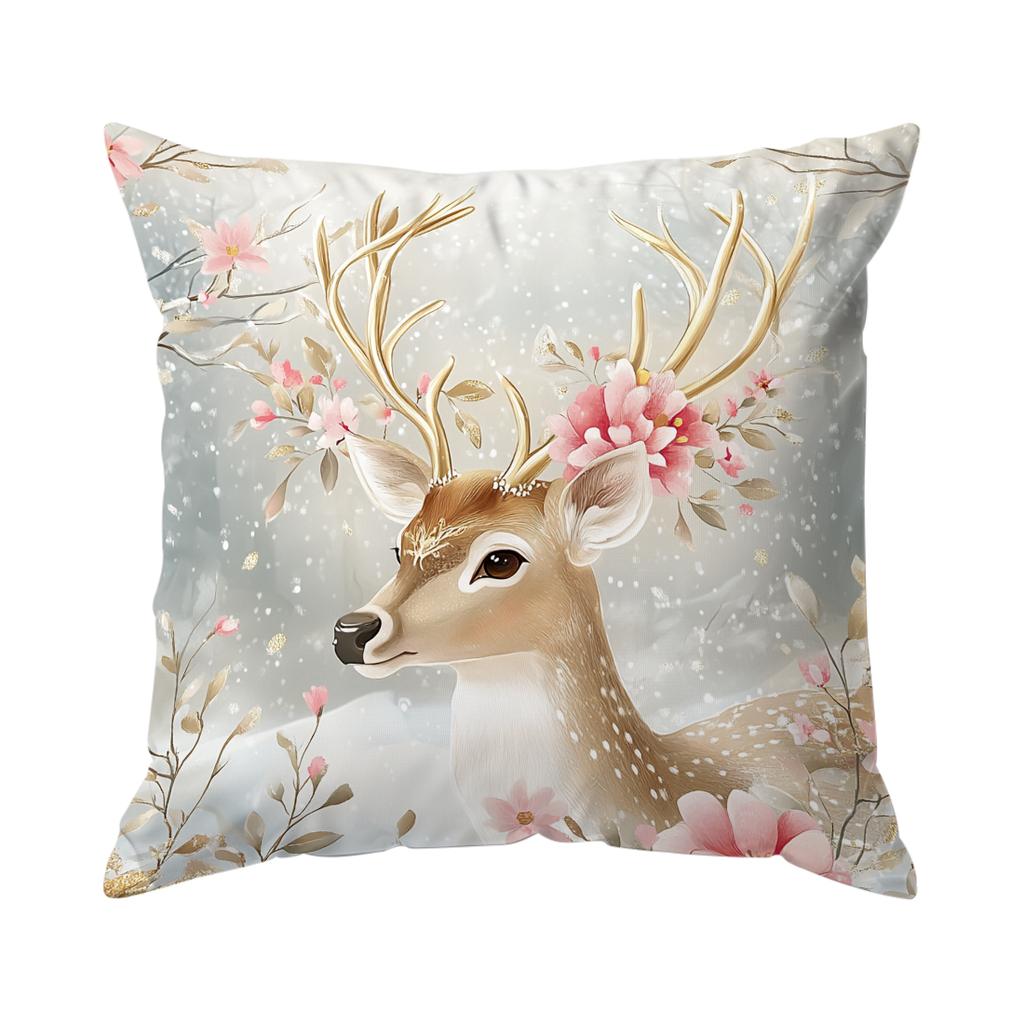 Pink Retro Christmas Pillowcase Bedroom Sofa Cushion Cover 100% Polyester Living Room Cushion Pillowcase Home Decor 45X45Cm