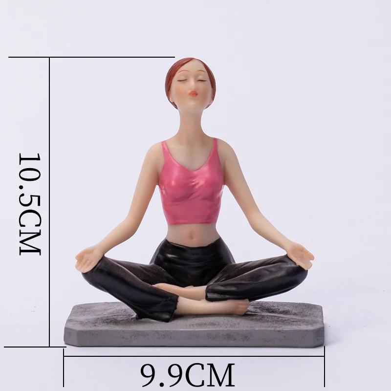 Creative Painted Yoga Girl Figures Statue Crafts Desk Decoration Yoga Sports Character Sculpture Ornaments Room Aesthetics Decor
