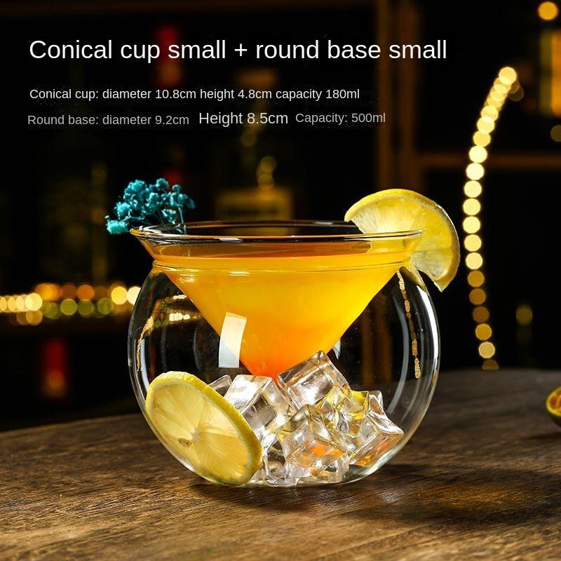 Creative cocktail glass High-end influencer bar wine glasses ins straw crystal high appearance level glass