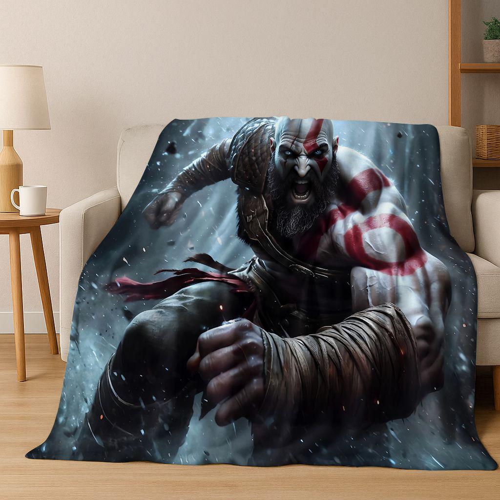 

Classics God of War Kratos 3A Game Gamer Flannel Blanket,Warm and Cozy Soft Throw Blanket for Home Bedroom Bed Sofa Kid Gift 100x150cm