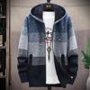 Cardigan Deschis cu Glugă Gros din Fleece Mărime Mare pentru Bărbați Îmbrăcăminte Exterioară Casual