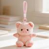 Three Plush Keychain Animals Fox Pig Deer Orange Pink Brown Color Soft Faux Fur Scented Pendant Cuddly Lanyard Collection