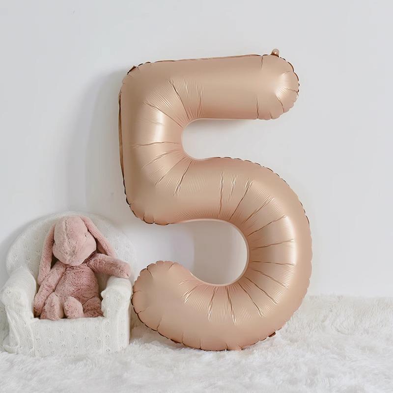 40-Inch Caramel Cream Number Balloons - Aluminum Foil Birthday Party Decoration for Kids and Adults