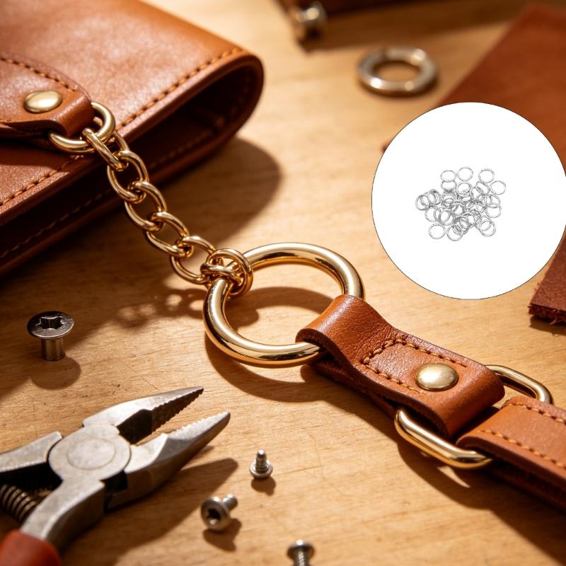 Electroplated Metal Spring Gate Rings with Round Shape for Bag Project, Key Attachments, Sewing Supplies, and Craft 50PCS