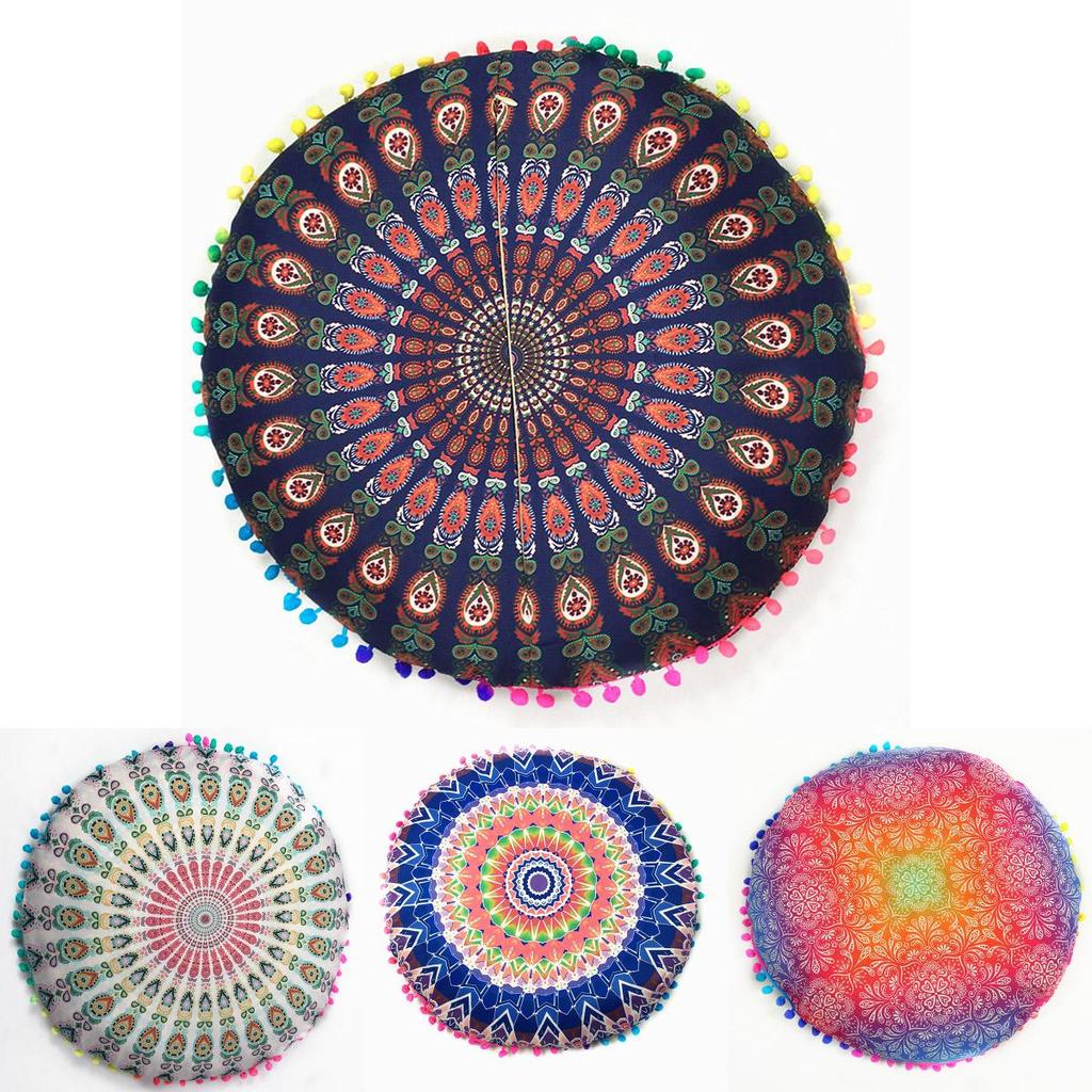 Cozy Mandala Round Cushion Cover Perfect For Meditating And Lounging