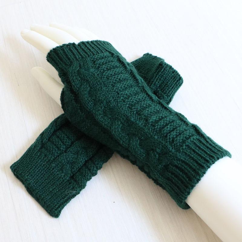 Women Winter Warm Fashion Knitted Arm Fingerless Gloves Outdoor Soft Touchscreen Mittens