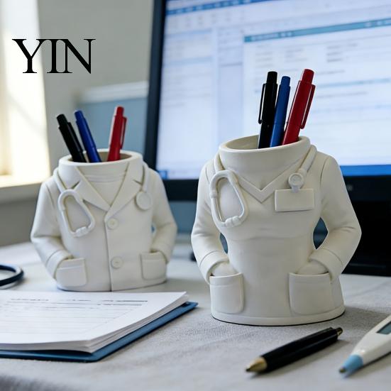 Professional Desk Accessory for Hospital Doctor Nurse Shape Pen Holder, 3D Print Resin Stationery Organizer, Medical Holder with Weighted Base, Large