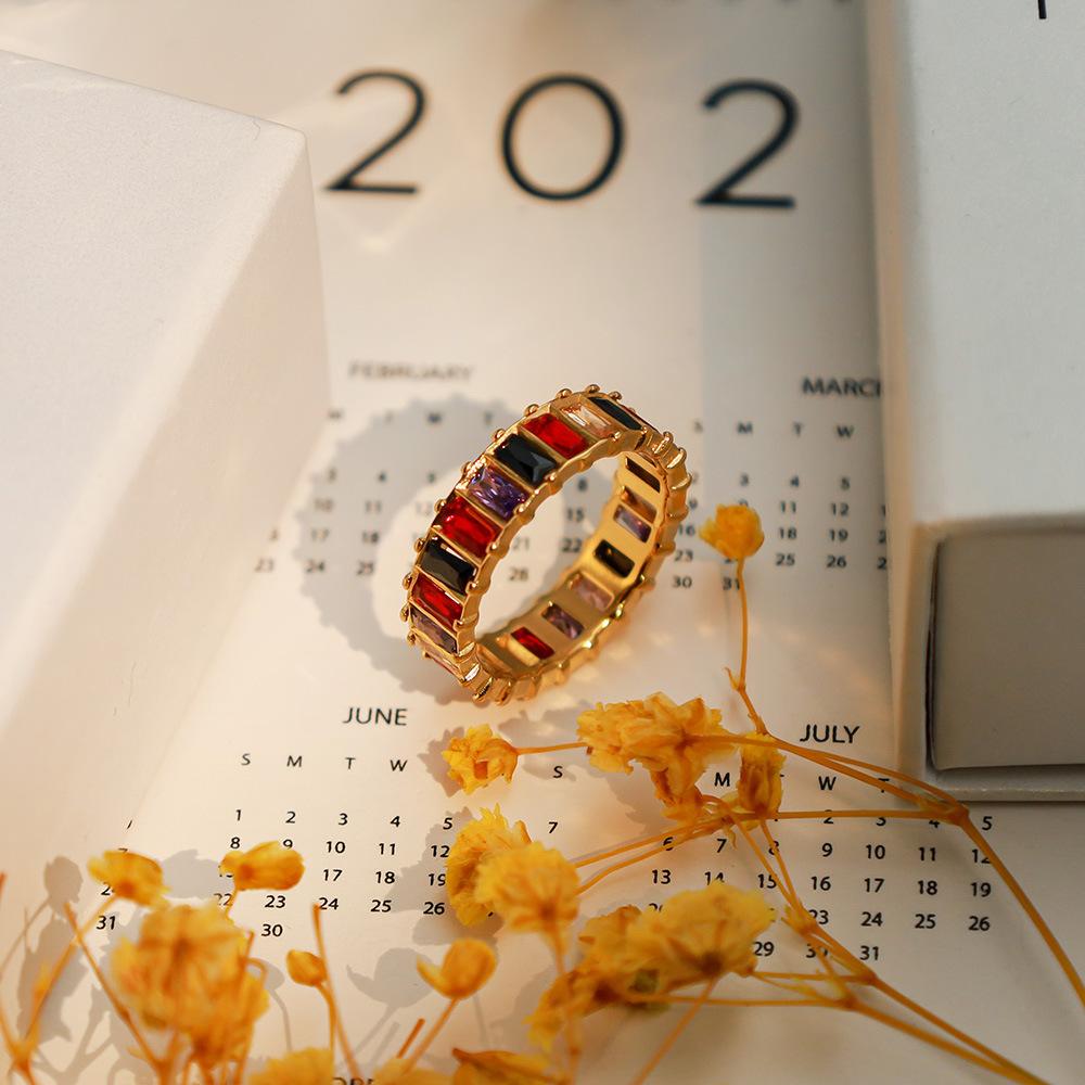 Accessories Personality Advanced Sense Index Finger Ring Color Ring Women'S Fashion Color Zircon Ring