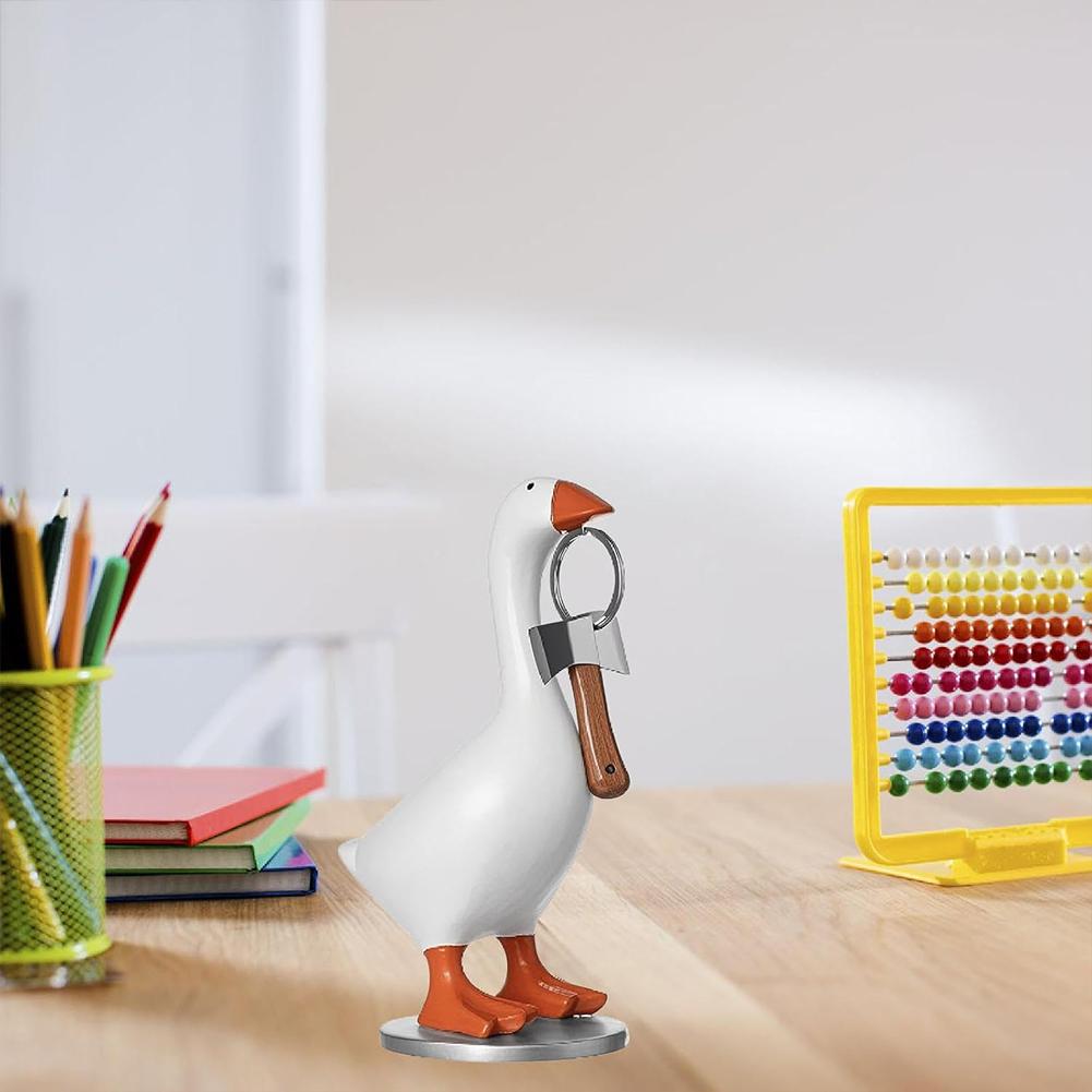 Cute Duck Statue Key Hanger Kawaii Magnetic Silly Goose Figurine Resin Goose Duck Statue Sculpture Funny Office Desk Decor