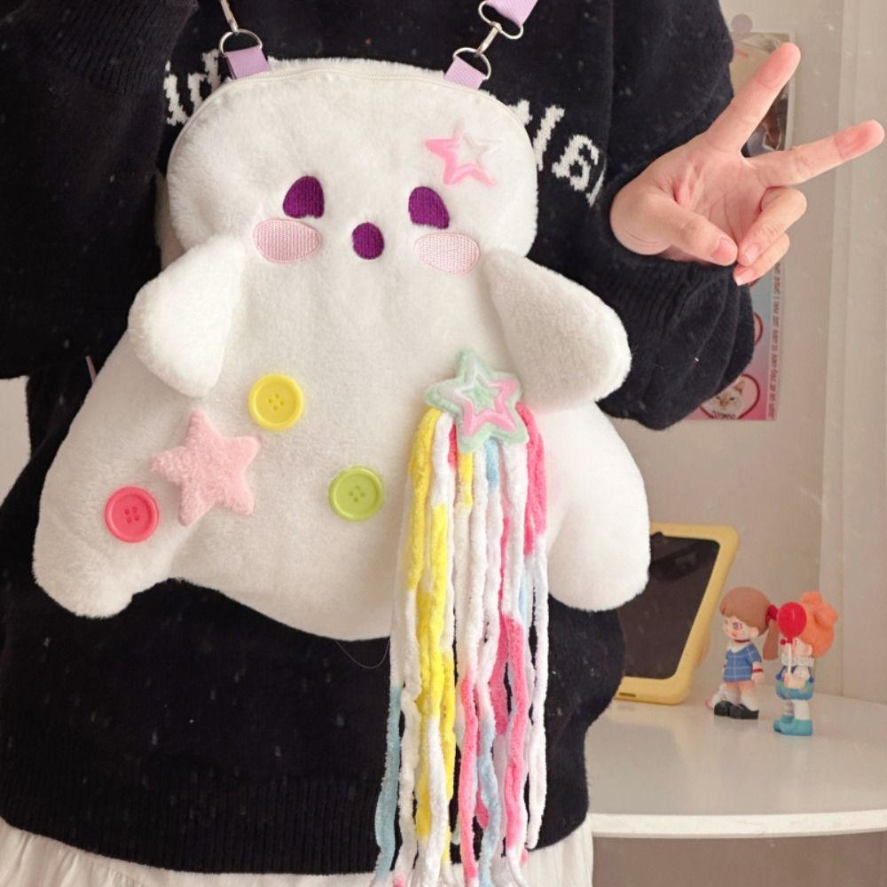 Korean Style Plush Ghost Backpack Large Capacity School Bag Doll Stuffed Plush Bag  Kindergarten