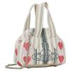 VIVIENNE WESTWOOD Silver Metal Accessories Fabric Shoulder Tote Bag Women Bags White 4703000BWW0148C301