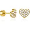 Cicy Bell Womens Flat Back Stud Earrings 18K Gold Plated Hypoallergenic | 316L G23 Surgical Titanium Steel, CZ Stud Jewelry, Tragus Helix Cartilage