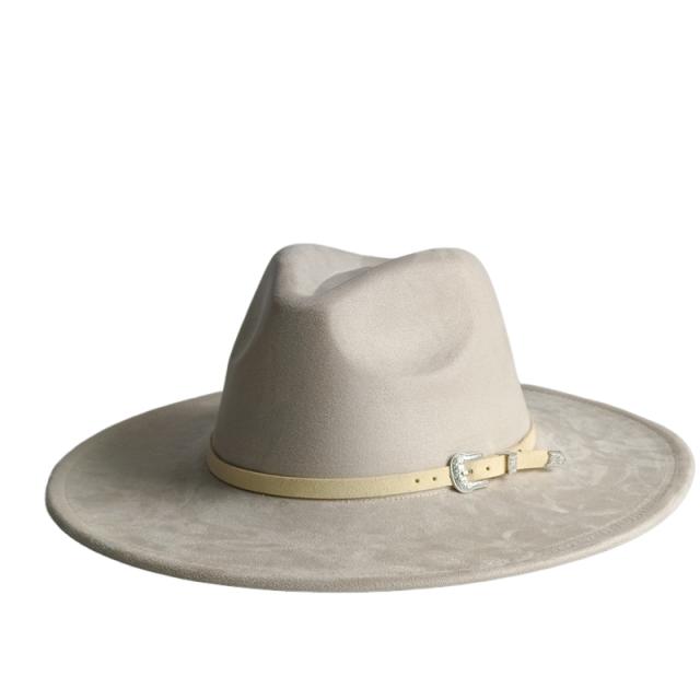 Classic Camel Suede Hat Wide Brim  New Fedora Hat Men Women Autumn Winter Felt Hats Classic Church Fedoras Chapeau Sombrer
