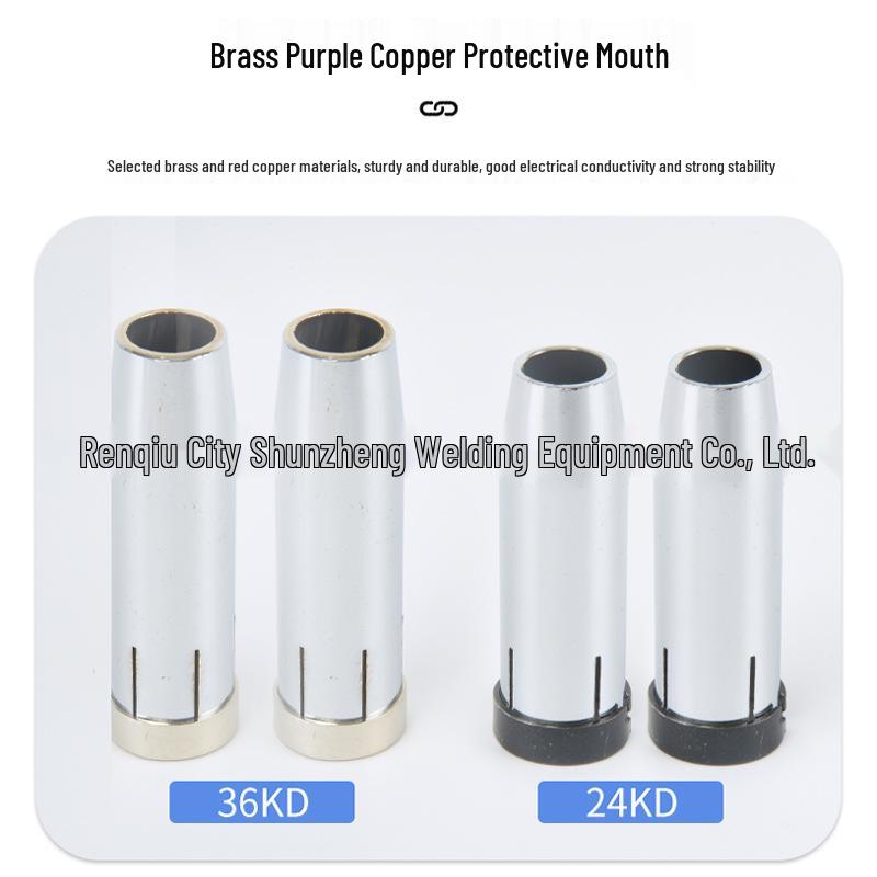 Binzel Style 36KD Argon Arc Welding Gun: All-Copper Bent Nozzle, Contact Tip, Protective Rod, Splitter.