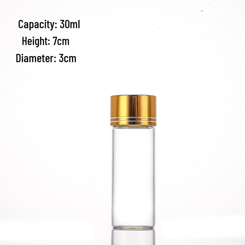 30mm Glass Test Tube with Oxidized Gold Screw Cap, Sealed Agarwood or Spice Display Bottle