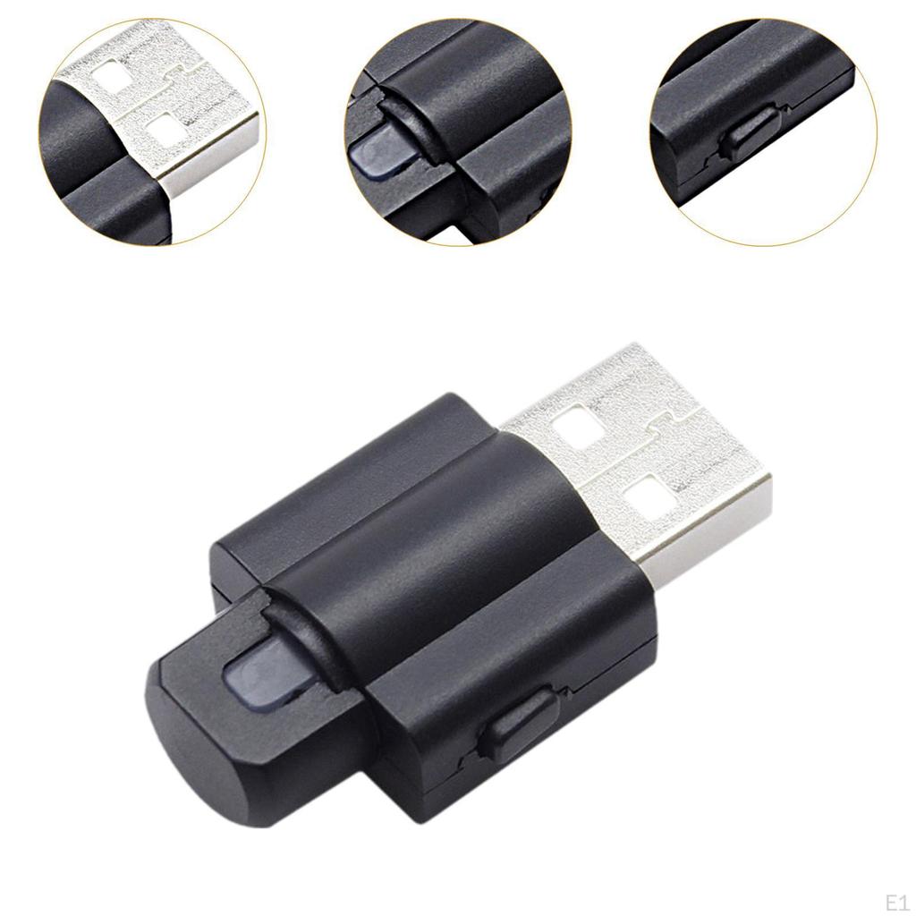 Car USB LED Atmosphere Light Auto Ambient Lighting Easy Installation 7 Colors Professional Black