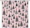 Christmas Tree Shower Curtain Blue Cute Xmas Tree Stars Cartoon Winter Holiday Merry Christmas New Year Bathroom Decor